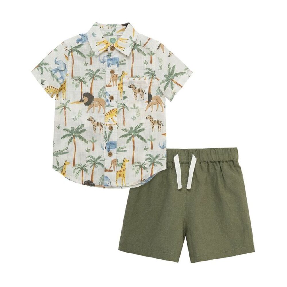 Little Me Boys  Safari Woven Short Set